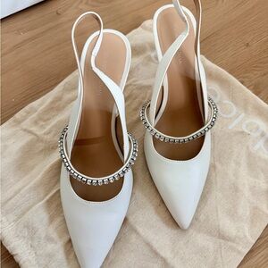 Stuart Weitzman White Kitten Heel